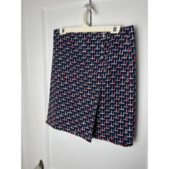 Talbots Women's Navy Blue Red White Tweed Straight Career Work Skirt Size 12 P - Picture 1 of 7